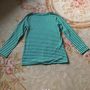 Ann Mashburn Striped Green and White Shirt, Size Medium